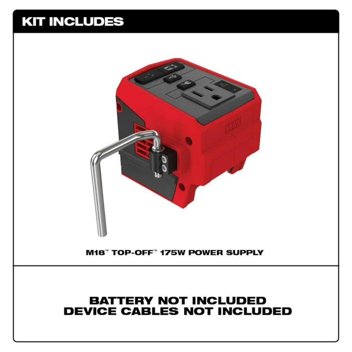 Milwaukee M18 TOP-OFF 175W Power Supply & M18 REDLITHIUM HIGH OUTPUT XC6.0 Battery Pack