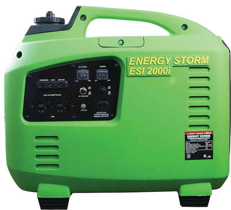 Lifan ESI2000I-CA Inverter Generator, 16.6 A, 120 VAC, 12 VDC, 2000 W Output, Gasoline, 1 gal Tank, 3 hr Run Time