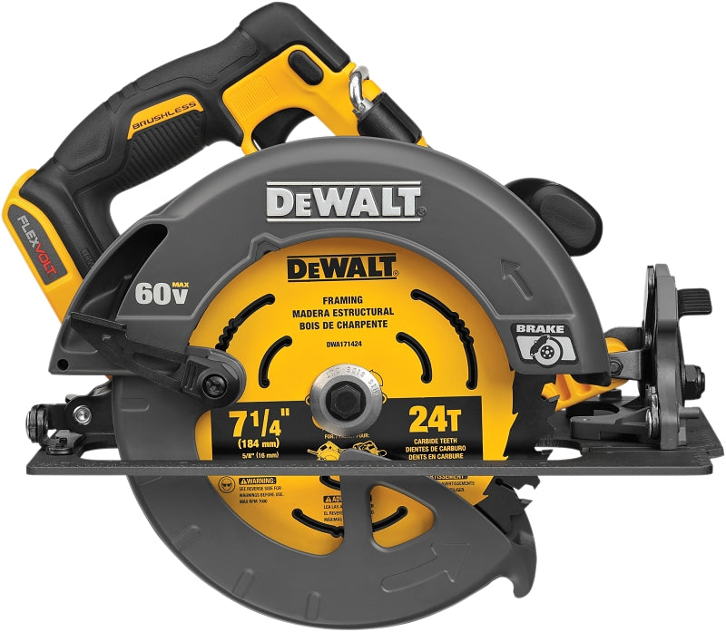 DeWALT DCS578B Brushless Circular Saw with Brake, Tool Only, 60 V, 7-1/4 in Dia Blade, 57 deg Bevel