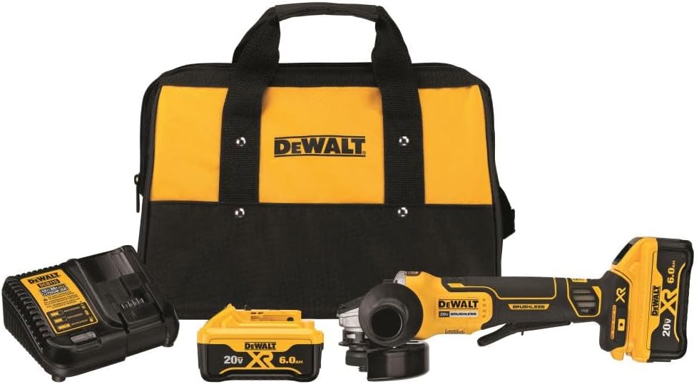 DEWALT 20V MAX* XR Angle Grinder Tool Kit, 4-1/2-Inch, Paddle Switch with Kickback Brake