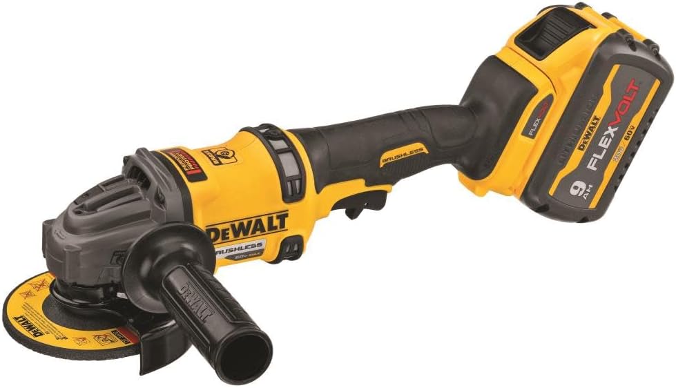 DEWALT FLEXVOLT 60V MAX Cordless Brushless 4.5 in. - 6 in. Small Angle Grinder and (2) FLEXVOLT 9.0Ah Batteries