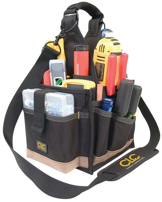 CUSTOM LEATHERCRAFT CLC Tool Works Series 26 Electrical and Maintenance Tool Carrier, 8 in W, 16 in D, 8 in H, 25-Pocket, Polyester