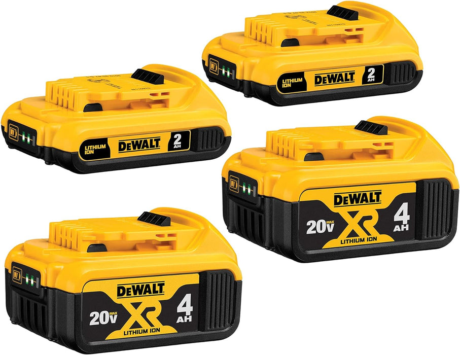 DEWALT 20V MAX Compact Lithium-Ion 2.0Ah Battery Pack (2 Pack) and 20V MAX XR Lithium-Ion 4.0Ah Battery Pack (2 Pack)
