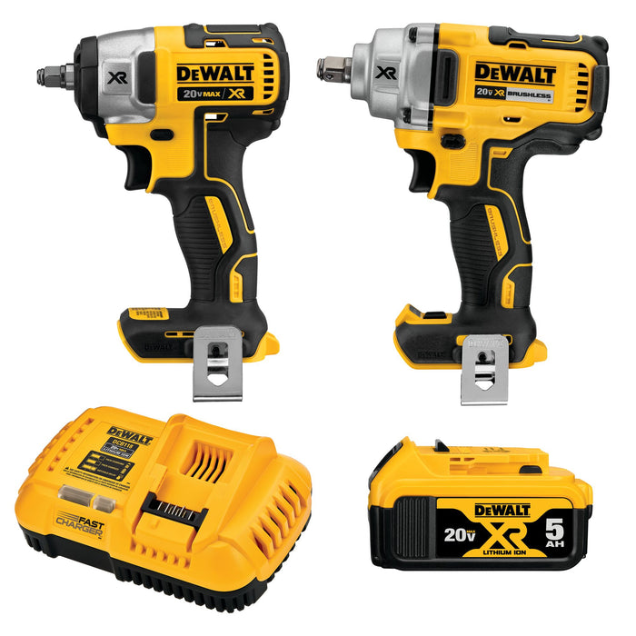 DEWALT 20V MAX* XR Impact Wrench, Cordless Kit, 1/2-Inch Mid-Range and 3/8-Inch Compact, 2-Tool