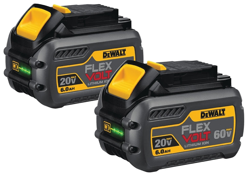 DeWALT DCB606-2 Rechargeable Battery Pack, 20/60 V Battery, 6 Ah