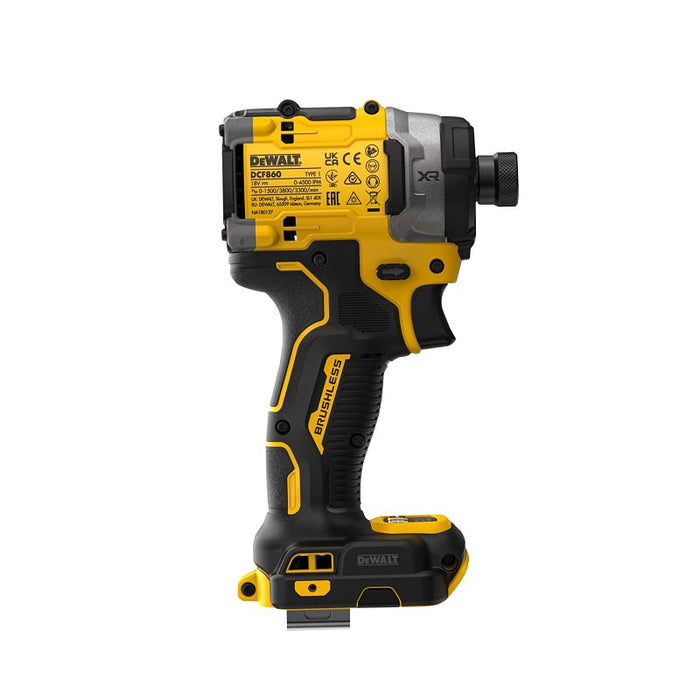 DEWALT DCF860B Cordless Impact Driver, Tool Only, 20 V, 1/4 in Drive, 4500 ipm, 3800 rpm Speed