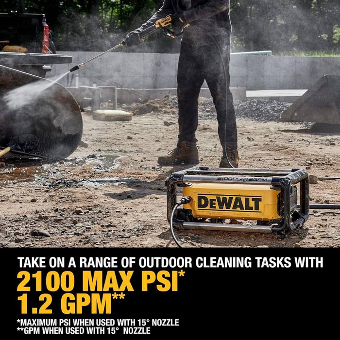 DeWALT DWPW2100 Electric Cold Water Pressure Washer, 13 A, Axial Cam Pump, 2100 psi Operating, 1.2 gpm