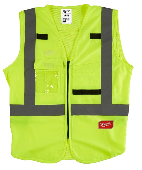 Milwaukee 48-73-5021 High-Visibility Safety Vest, S, M, Unisex, Fits to Chest Size: 38 to 42 in, Polyester, Yellow