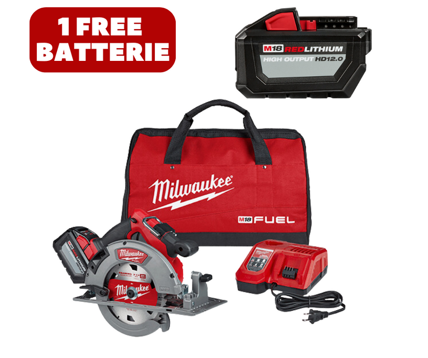 Milwaukee 2732-21HD Circular Saw Kit, Battery Included, 18 V, 12 Ah, 7-1/4 in Dia Blade, 50 deg Bevel