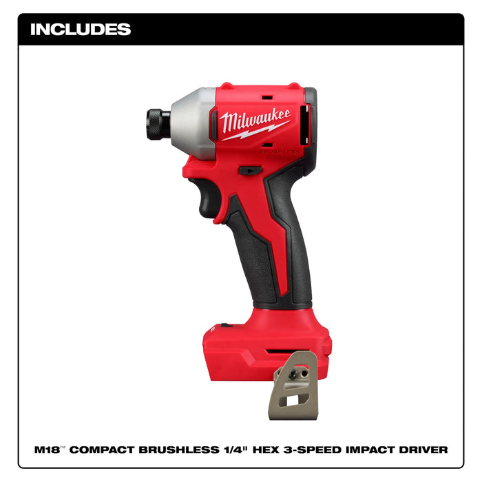 Milwaukee M18 18V Lithium-Ion Compact Brushless Cordless 1/4 in. Impact Driver (Tool-Only)