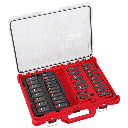 Milwaukee SHOCKWAVE Impact-Duty 3/8 in. Drive Metric and SAE Deep Well Impact PACKOUT Socket Set (36-Piece)