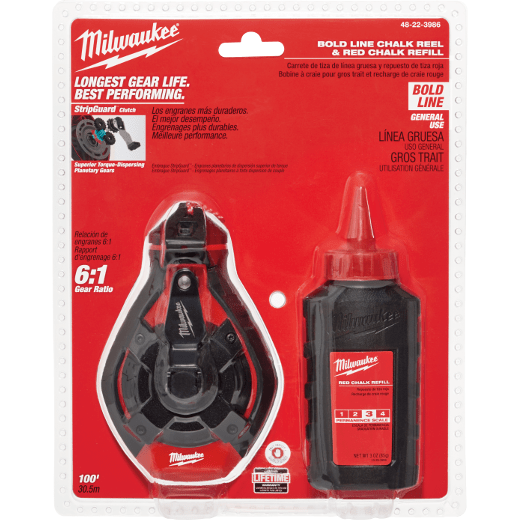 Milwaukee 100 ft. Bold Line Chalk Reel Kit with Red Chalk