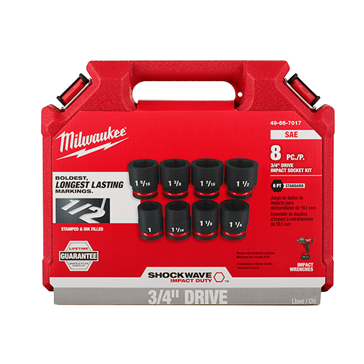 Milwaukee SHOCKWAVE 3/4 in. Drive SAE 6 Point Impact Socket Set (8-Piece)