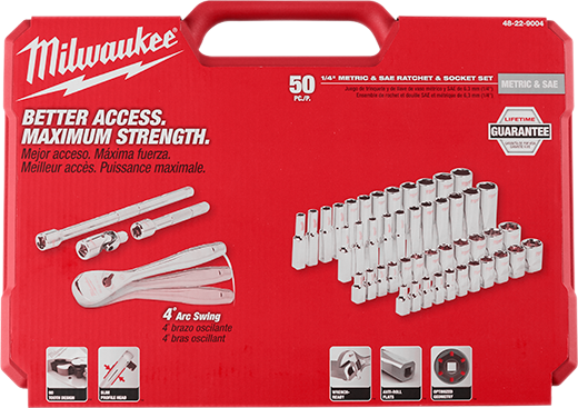 Milwaukee 1/4 in. Drive SAE/Metric Ratchet and Socket Mechanics Tool Set (50-Piece)