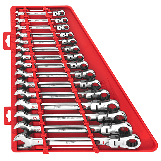 Milwaukee 144-Position Flex-Head Ratcheting Combination Wrench Set SAE (15-Piece)