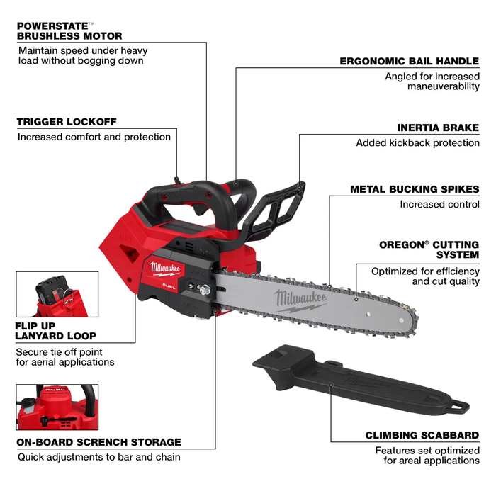 Milwaukee M18 FUEL 14 in. 18V Lithium-Ion Brushless Cordless Battery Top Handle Chainsaw (Tool Only)