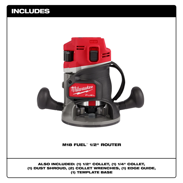 Milwaukee M18 FUEL 18V Lithium-Ion Cordless Brushless 1/2 in. Router (Tool-Only)