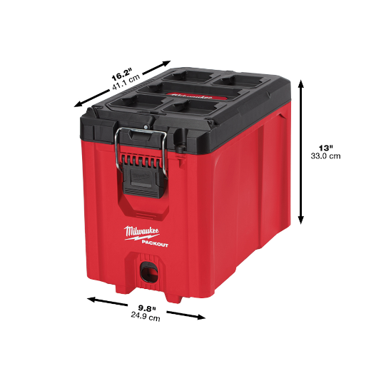 Milwaukee PACKOUT 48-22-8422 Compact Tool Box, 75 lb, Polypropylene, Red, 16.2 in L x 10 in W x 13 in H Outside