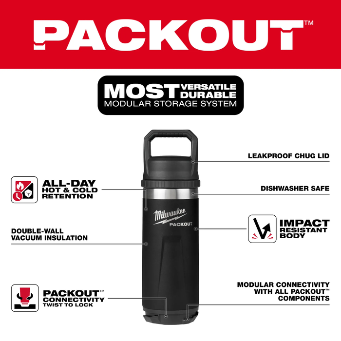 MILWAUKEE PACKOUT™ 18oz Insulated Bottle with Chug Lid