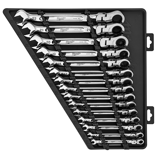 MILWAUKEE 15pc Metric Flex Head Ratcheting Combination Wrench