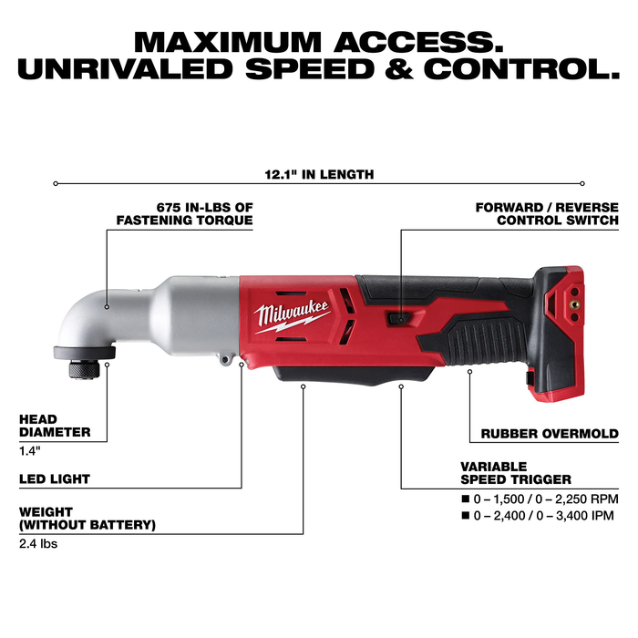 MILWAUKEE M18™ Cordless 2-Speed 1/4" Right Angle Impact Driver (Bare Tool)