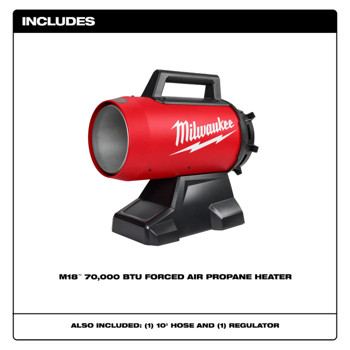 Milwaukee M18 18-Volt Lithium-Ion Cordless Forced Air Propane Portable Heater (Tool-Only)