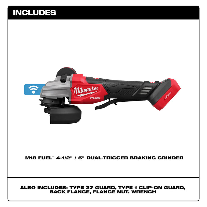 Milwaukee M18 FUEL™ 4-1/2" / 5" Dual-Trigger Braking Grinder